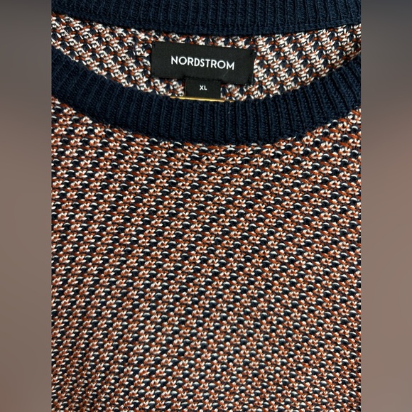 Nordstrom Mens LS tweed like design blue/brown sweater NWT sz XL - Picture 3 of 3